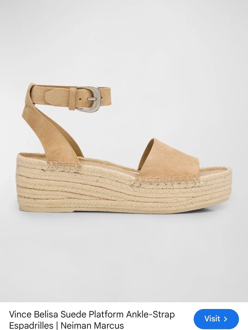 Vince Tan Suede Platform Espadrille Sandals with Ankle Strap